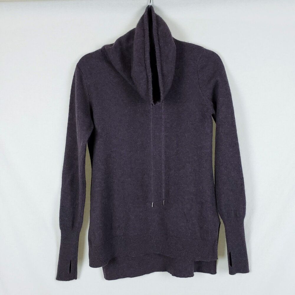 Max Studio Funnel Neck Cashmere Sweater Womens Small? Thumbholes Brown Purple